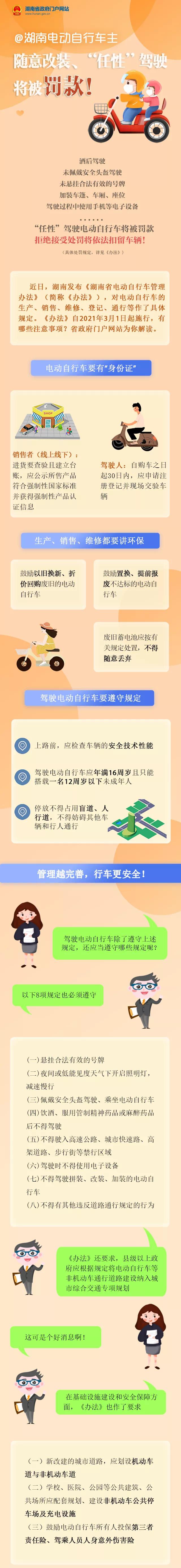 3月1日起正式施行！《湖南省電動自行車管理辦法》全文來了！電動自行車管理辦法》